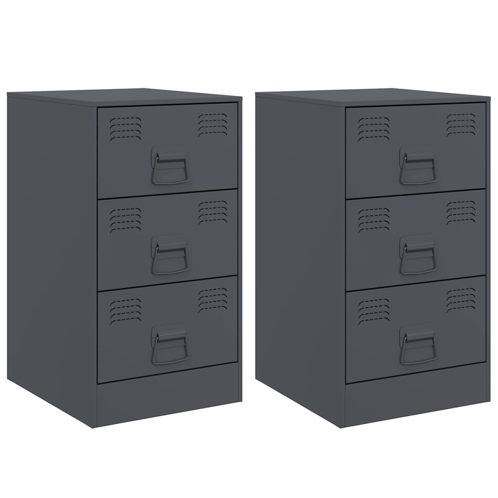 vidaXL Szafki nocne, 2 szt., antracytowe, 34,5x39x62 cm, stal