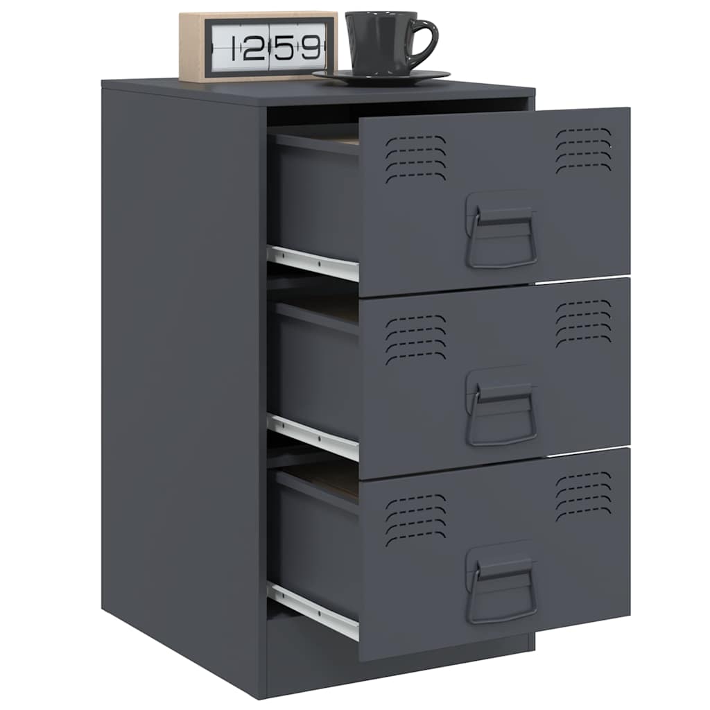 vidaXL Szafki nocne, 2 szt., antracytowe, 34,5x39x62 cm, stal