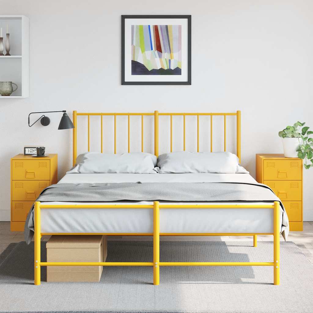 vidaXL Szafki nocne, 2 szt., musztardowe, 34,5x39x62 cm, stal
