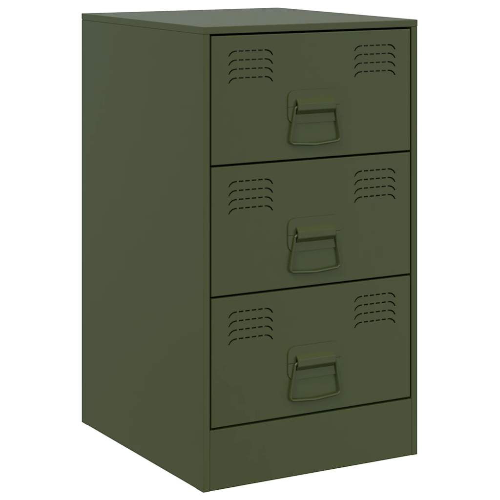 vidaXL Szafki nocne, 2 szt., oliwkowa zieleń, 34,5x39x62 cm, stal