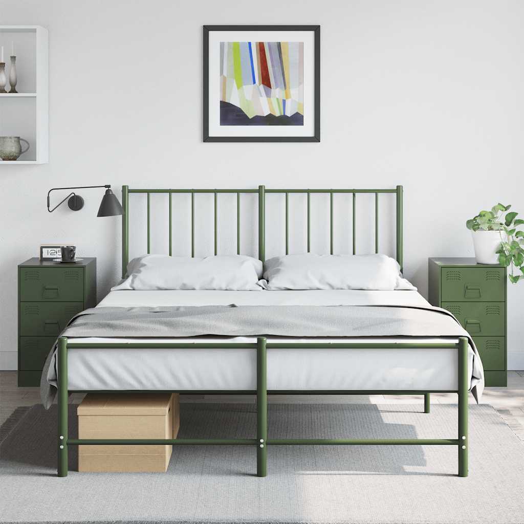 vidaXL Szafki nocne, 2 szt., oliwkowa zieleń, 34,5x39x62 cm, stal