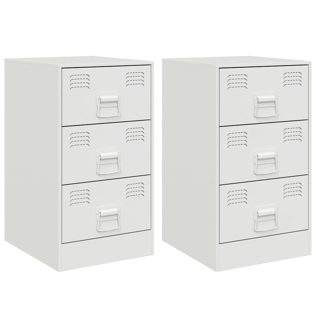 vidaXL Szafki nocne, 2 szt., białe, 34,5x39x62 cm, stal