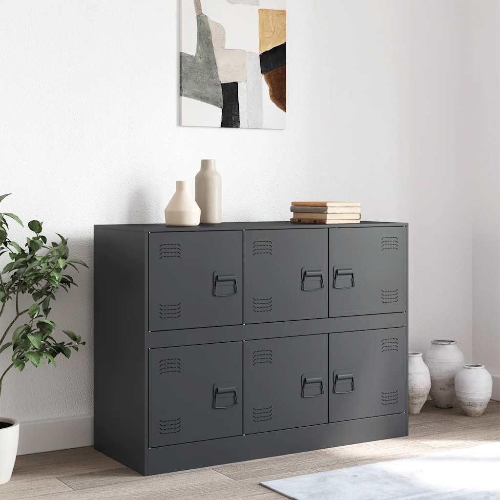 vidaXL Szafka boczna, antracytowa, 99x39x73 cm, stal