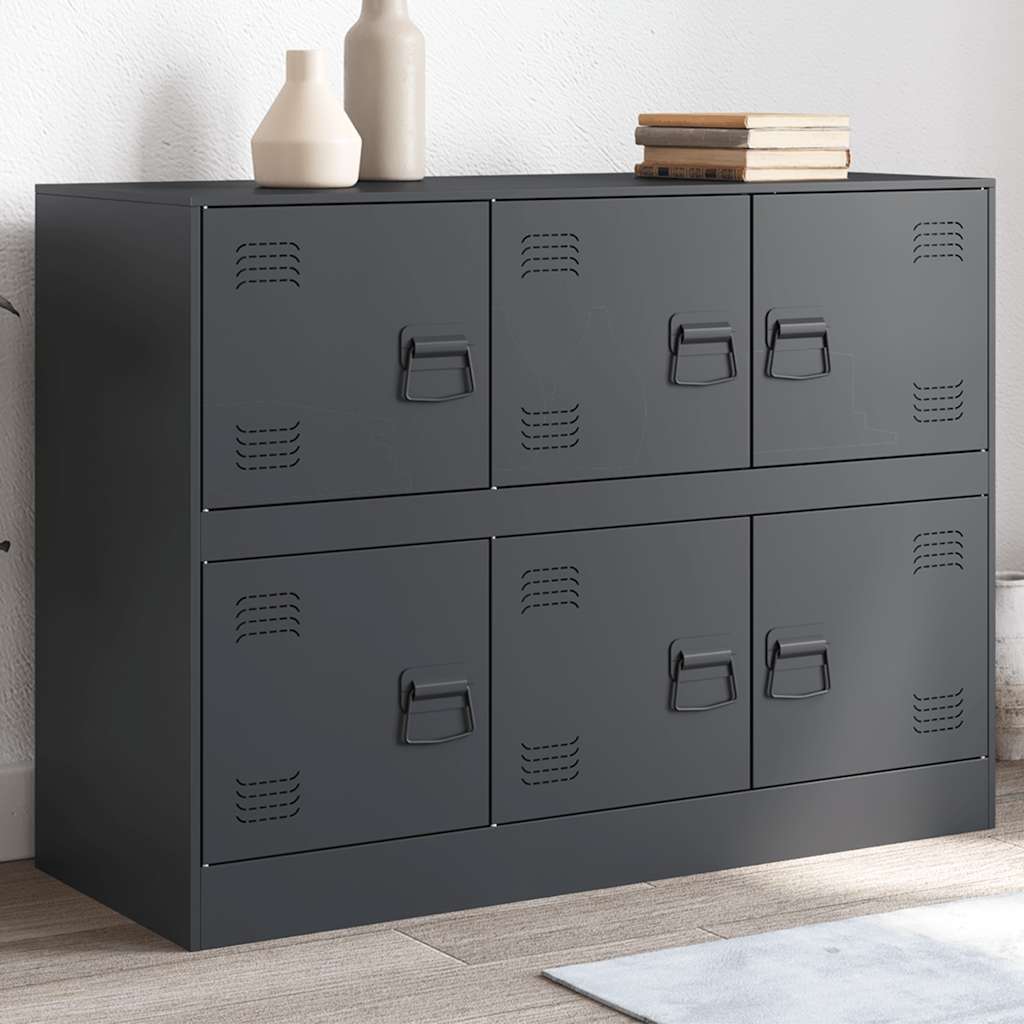 vidaXL Szafka boczna, antracytowa, 99x39x73 cm, stal