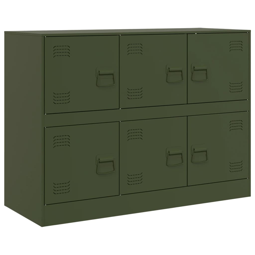 vidaXL Szafka boczna, oliwkowa, 99x39x73 cm, stal