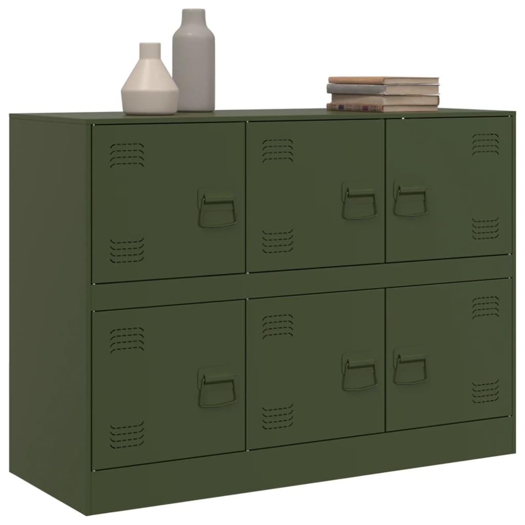 vidaXL Szafka boczna, oliwkowa, 99x39x73 cm, stal