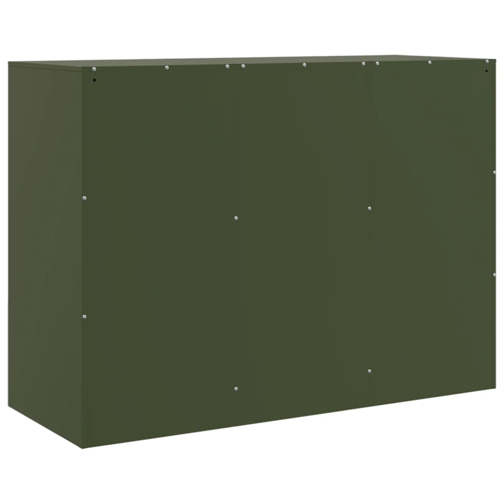 vidaXL Szafka boczna, oliwkowa, 99x39x73 cm, stal