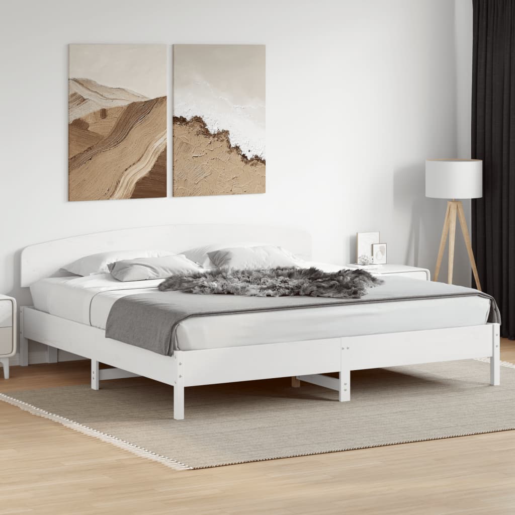 vidaXL Wezgłowie do łóżka, białe, 200 cm, lite drewno sosnowe