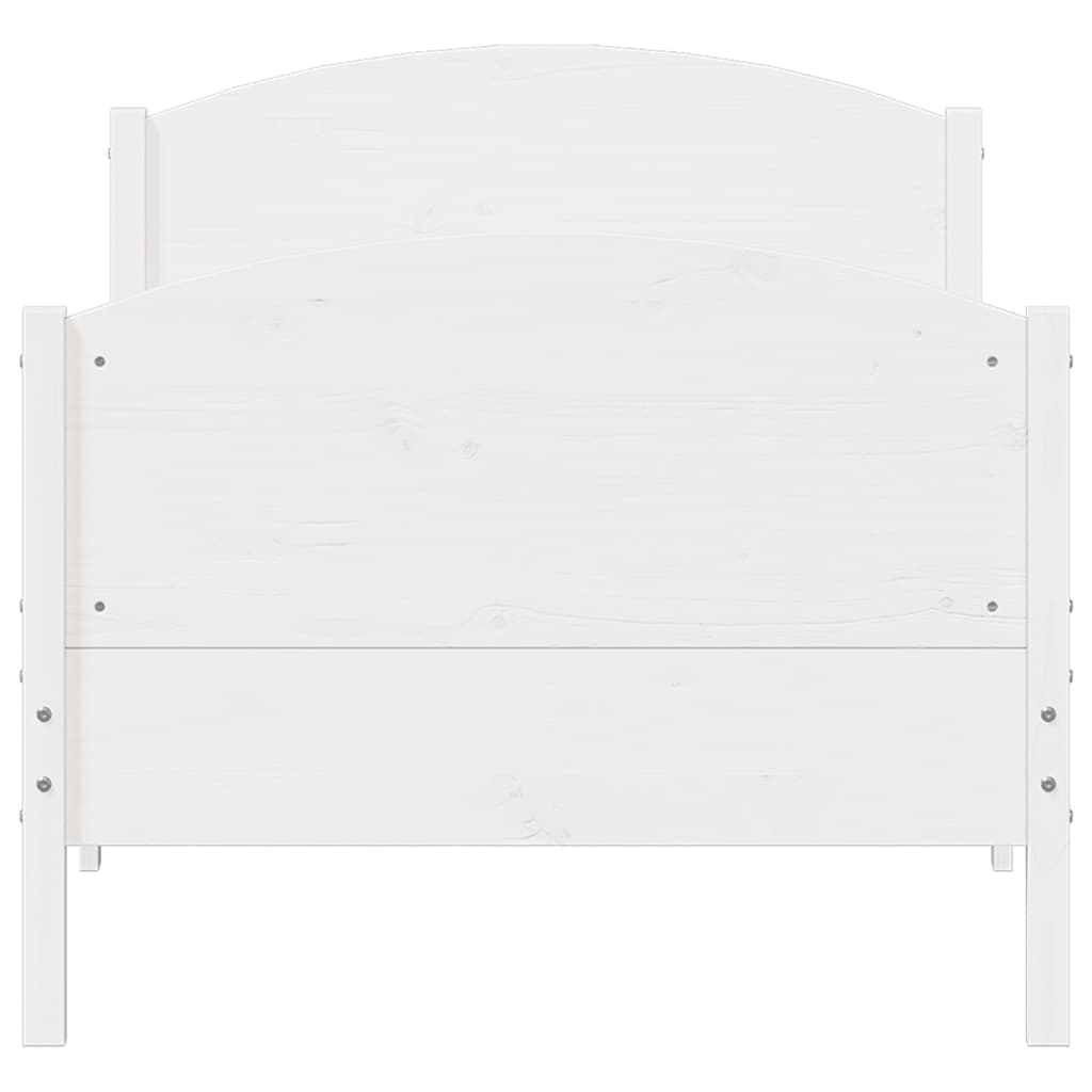 vidaXL Rama łóżka bez materaca, biała, 100x200 cm, lite drewno sosnowe