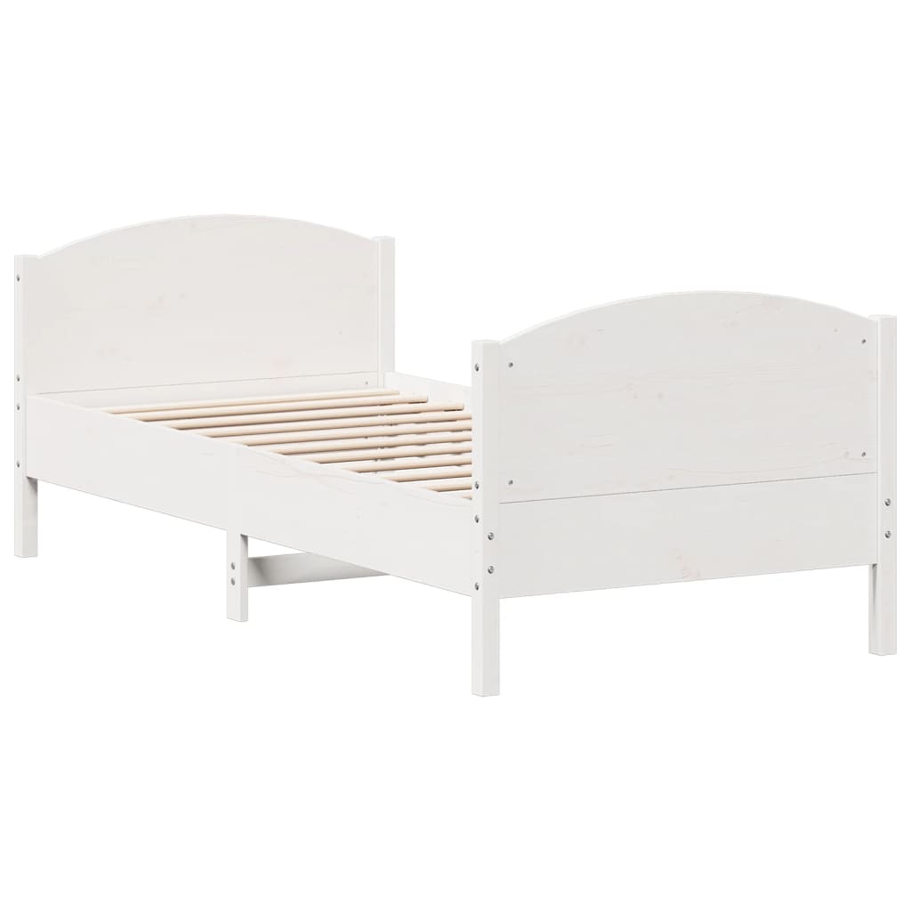 vidaXL Rama łóżka bez materaca, biała, 75x190 cm, lite drewno sosnowe