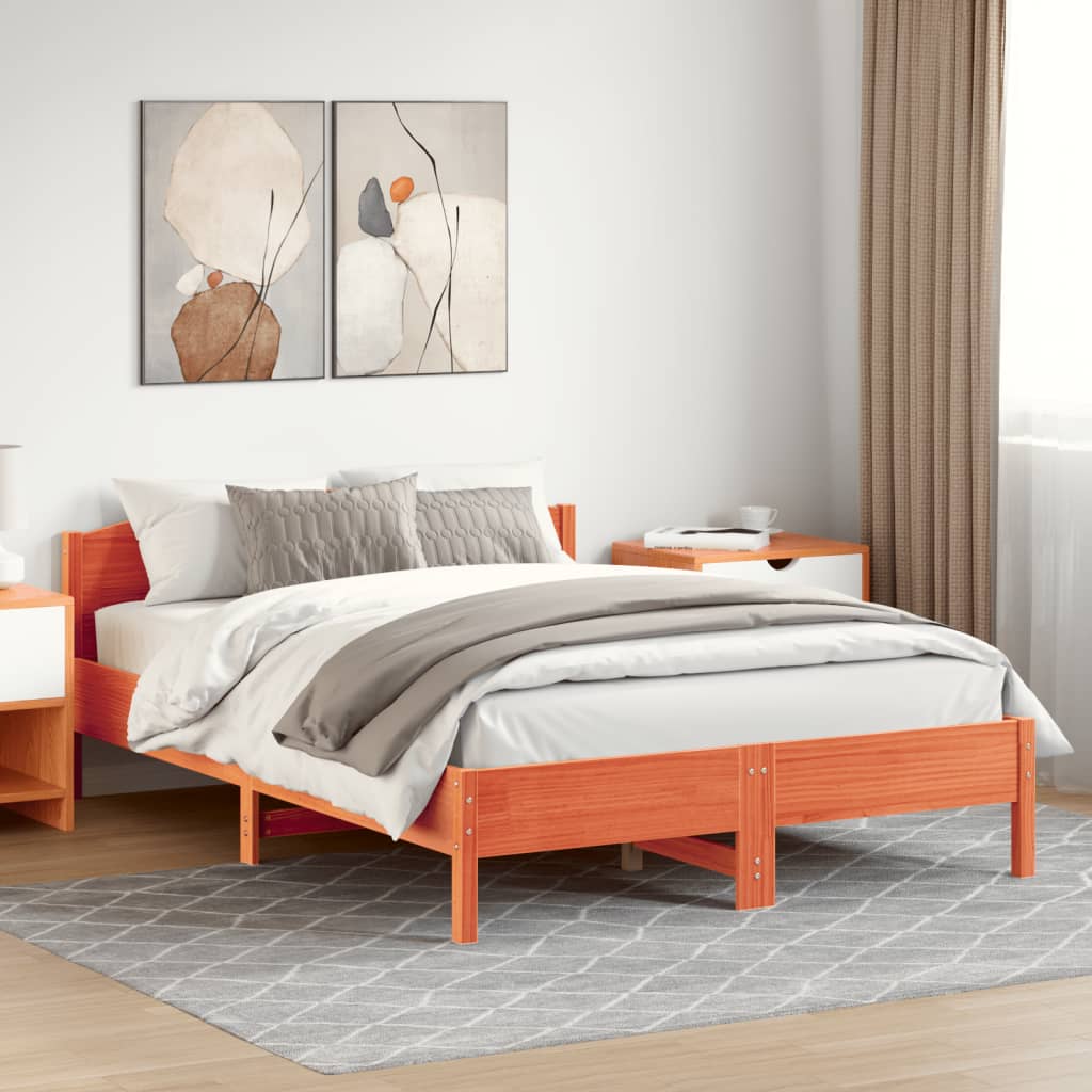 vidaXL Rama łóżka bez materaca, woskowy brąz, 120x200 cm, lita sosna