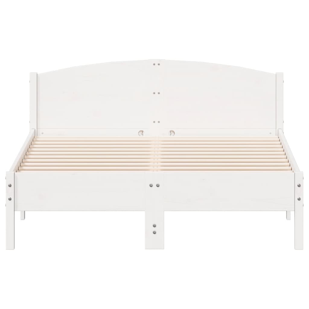 vidaXL Rama łóżka bez materaca, biała, 140x190 cm, lite drewno sosnowe