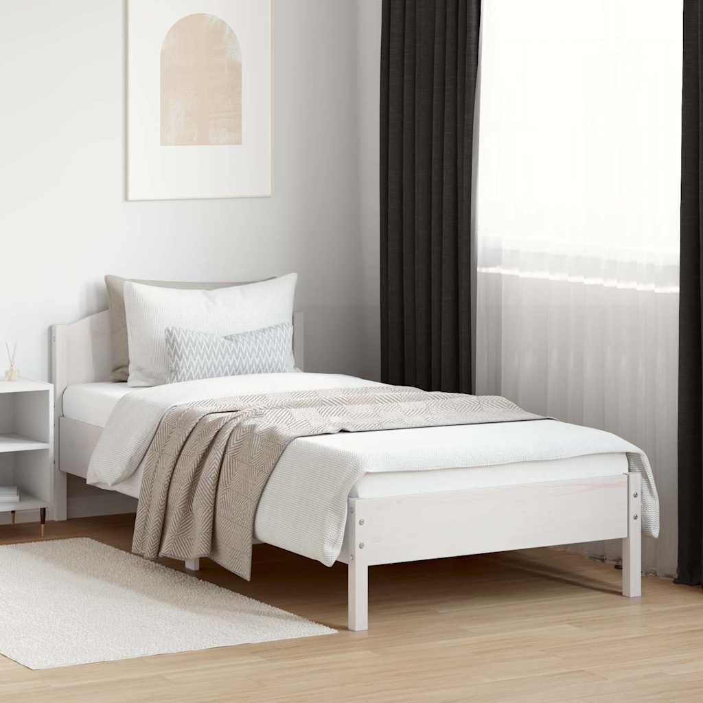 vidaXL Rama łóżka bez materaca, biała, 100x200 cm, lite drewno sosnowe