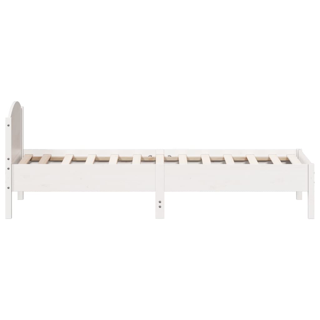 vidaXL Rama łóżka bez materaca, biała, 90x200 cm, lite drewno sosnowe