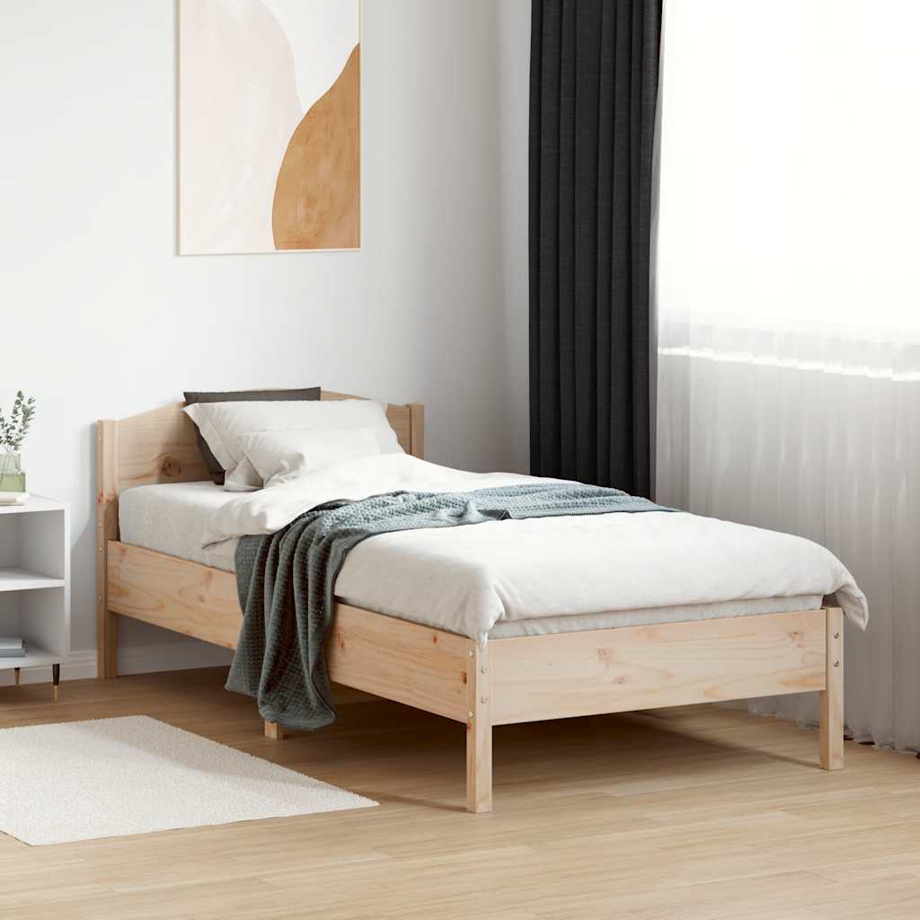 vidaXL Rama łóżka bez materaca, 75x190 cm, lite drewno sosnowe