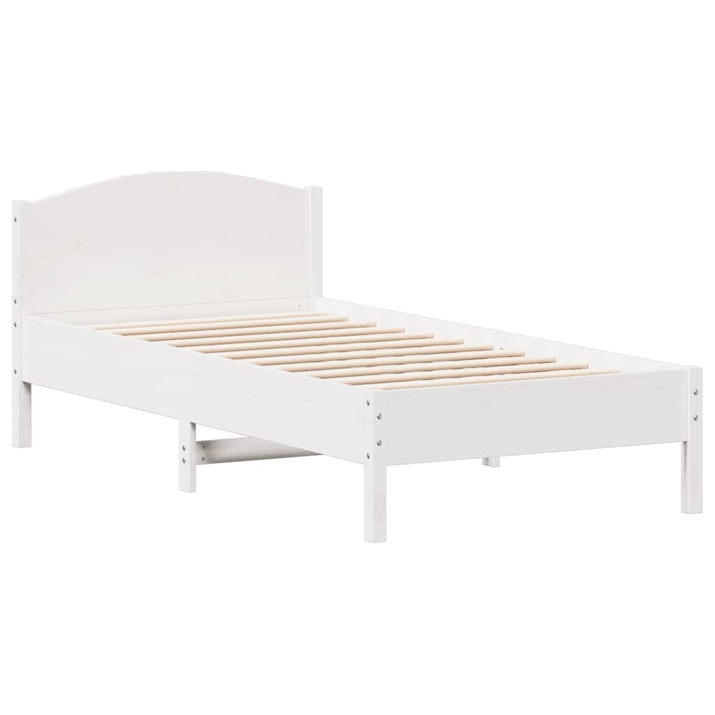 vidaXL Rama łóżka bez materaca, biała, 75x190 cm, lite drewno sosnowe