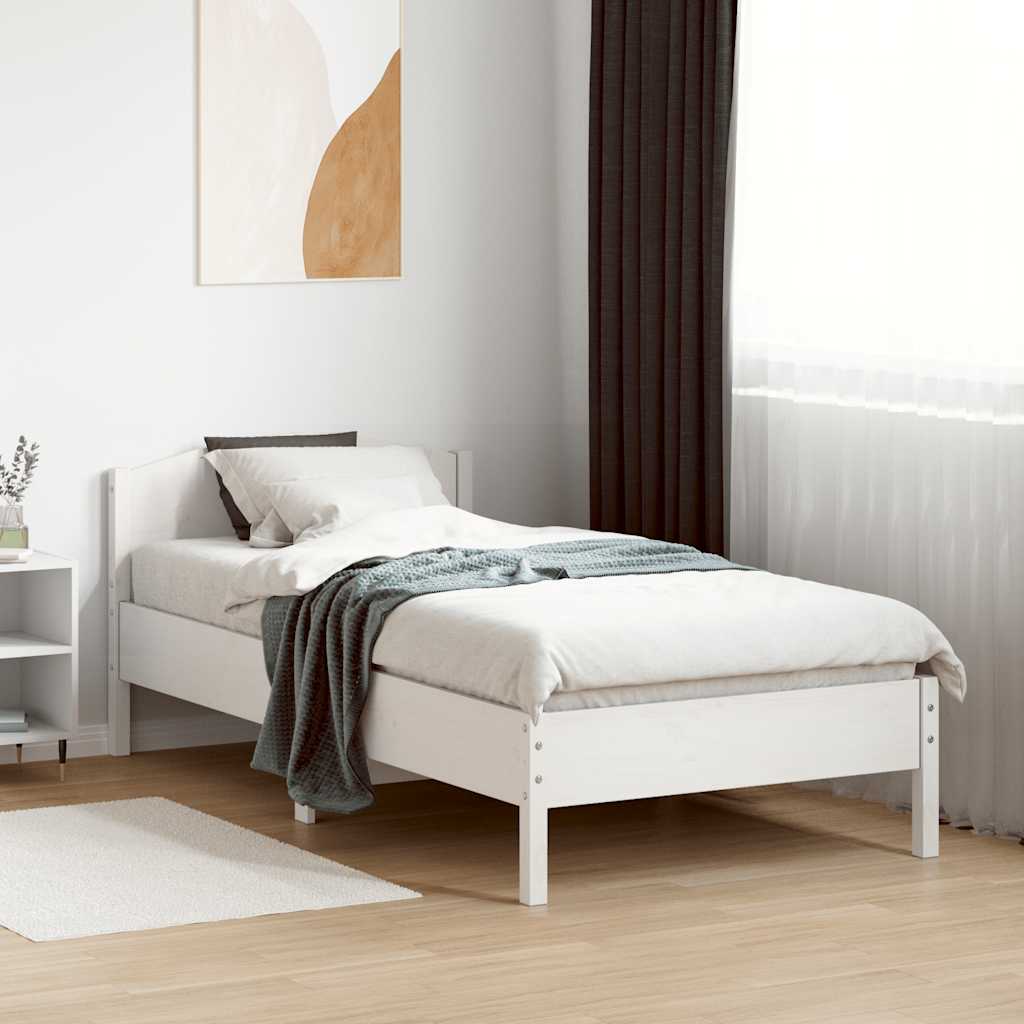 vidaXL Rama łóżka bez materaca, biała, 75x190 cm, lite drewno sosnowe