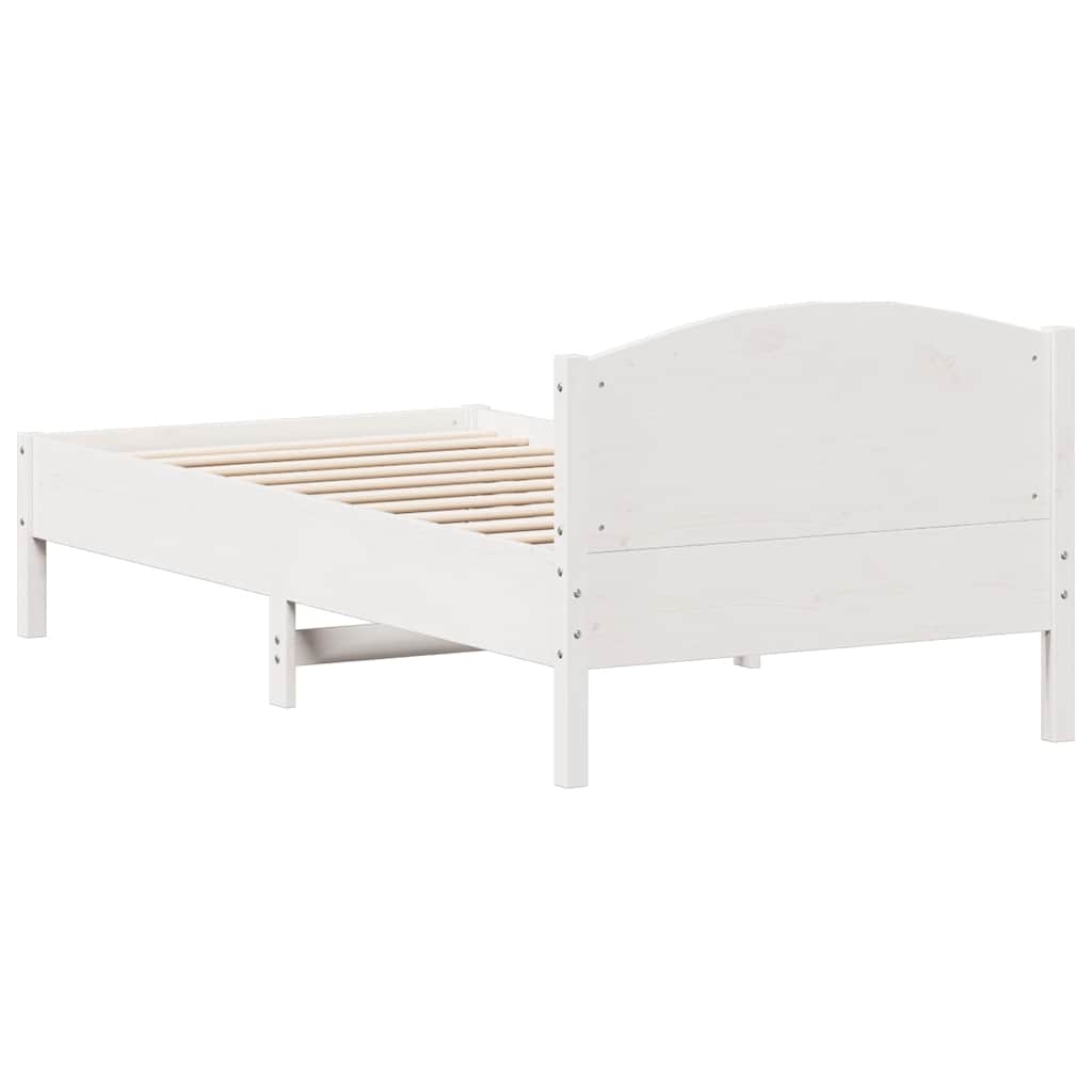 vidaXL Rama łóżka bez materaca, biała, 75x190 cm, lite drewno sosnowe