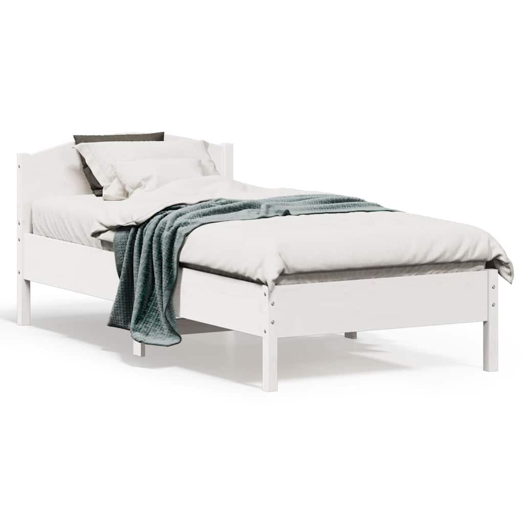 vidaXL Rama łóżka bez materaca, biała, 75x190 cm, lite drewno sosnowe