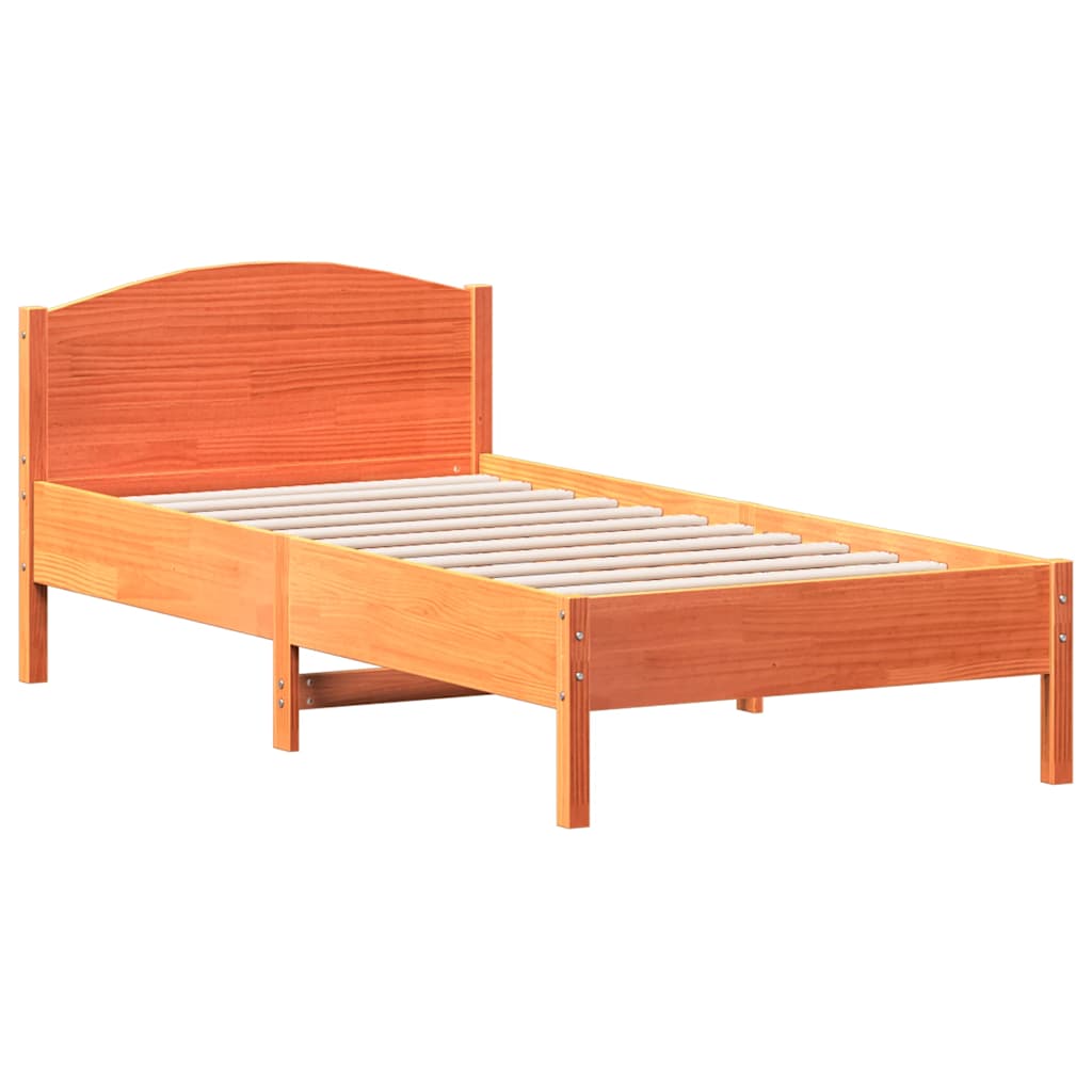 vidaXL Rama łóżka bez materaca, woskowy brąz, 75x190 cm, sosnowa