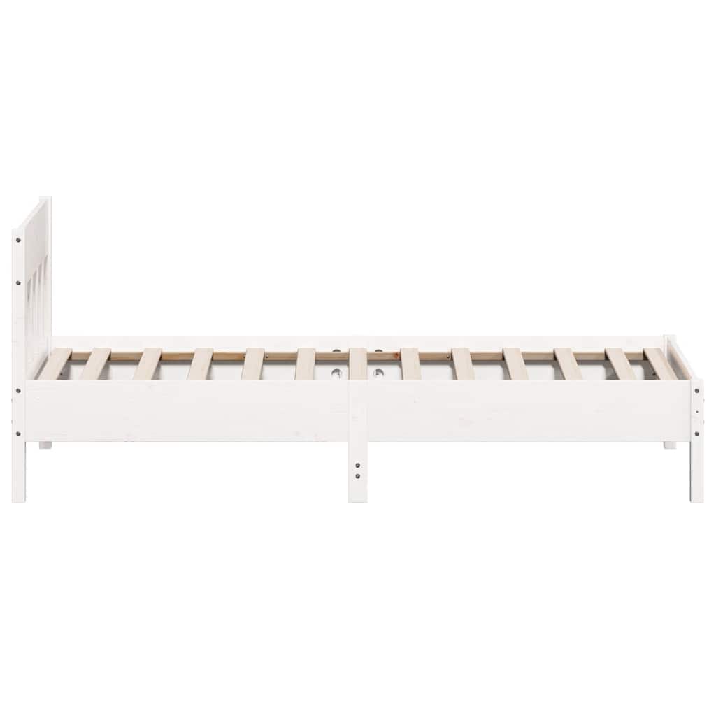 vidaXL Rama łóżka bez materaca, biała, 100x200 cm, lite drewno sosnowe