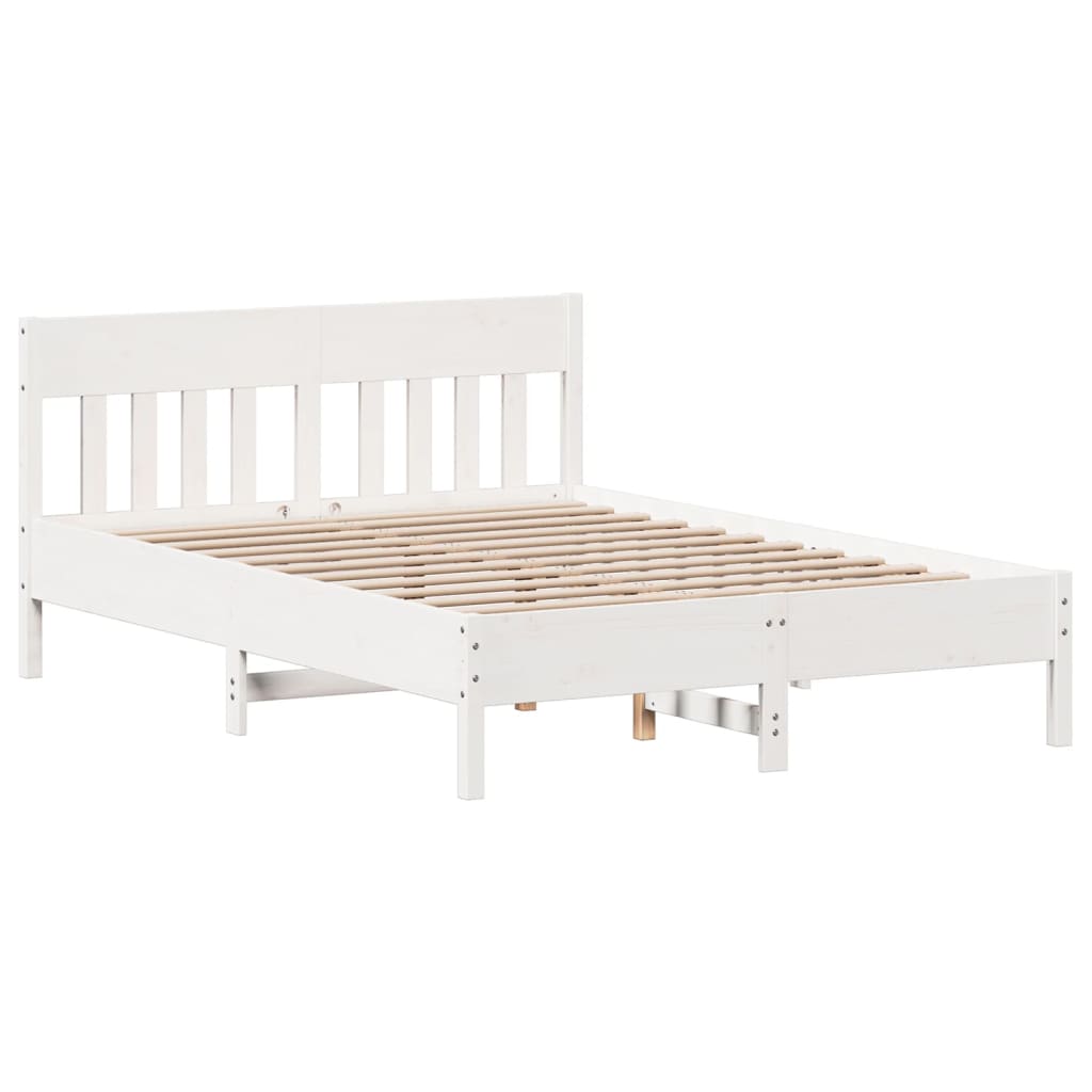 vidaXL Rama łóżka bez materaca, biała, 135x190 cm, lite drewno sosnowe