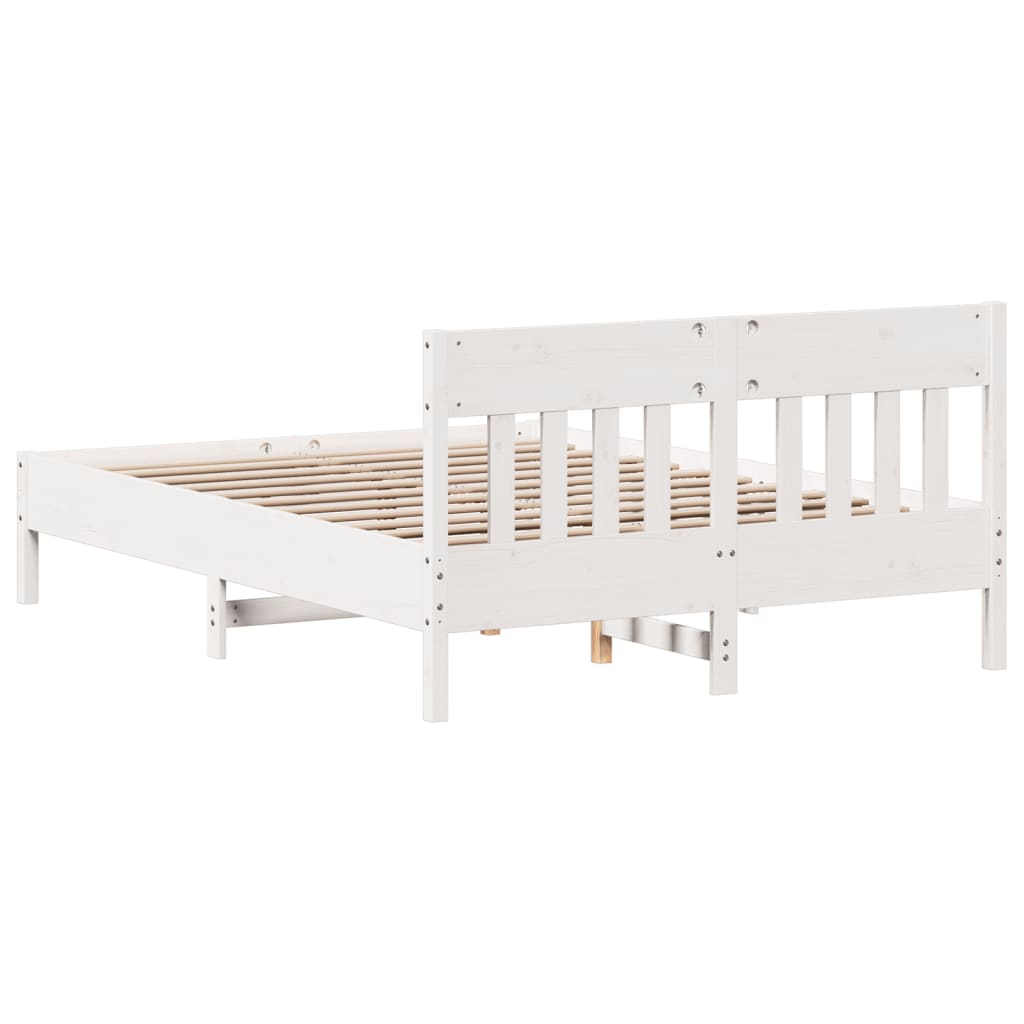 vidaXL Rama łóżka bez materaca, biała, 135x190 cm, lite drewno sosnowe
