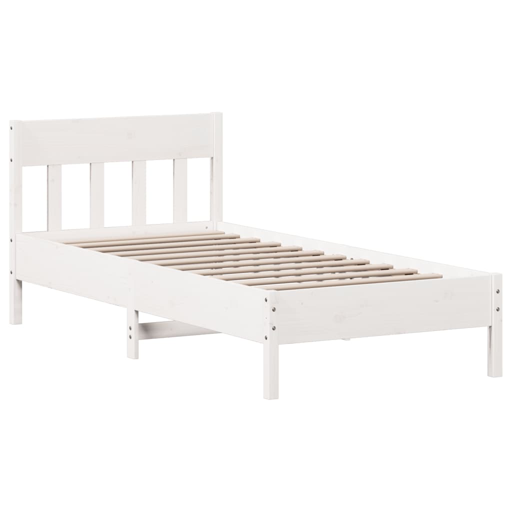 vidaXL Rama łóżka bez materaca, biała, 75x190 cm, lite drewno sosnowe