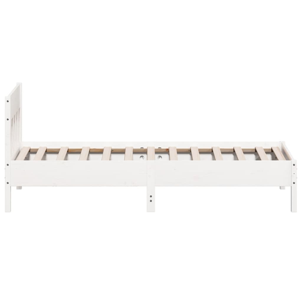 vidaXL Rama łóżka bez materaca, biała, 75x190 cm, lite drewno sosnowe