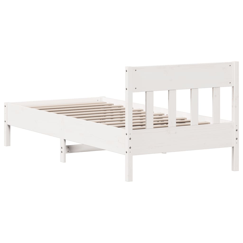 vidaXL Rama łóżka bez materaca, biała, 75x190 cm, lite drewno sosnowe