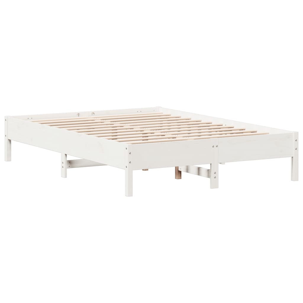 vidaXL Rama łóżka bez materaca, biała, 160x200 cm, lite drewno sosnowe