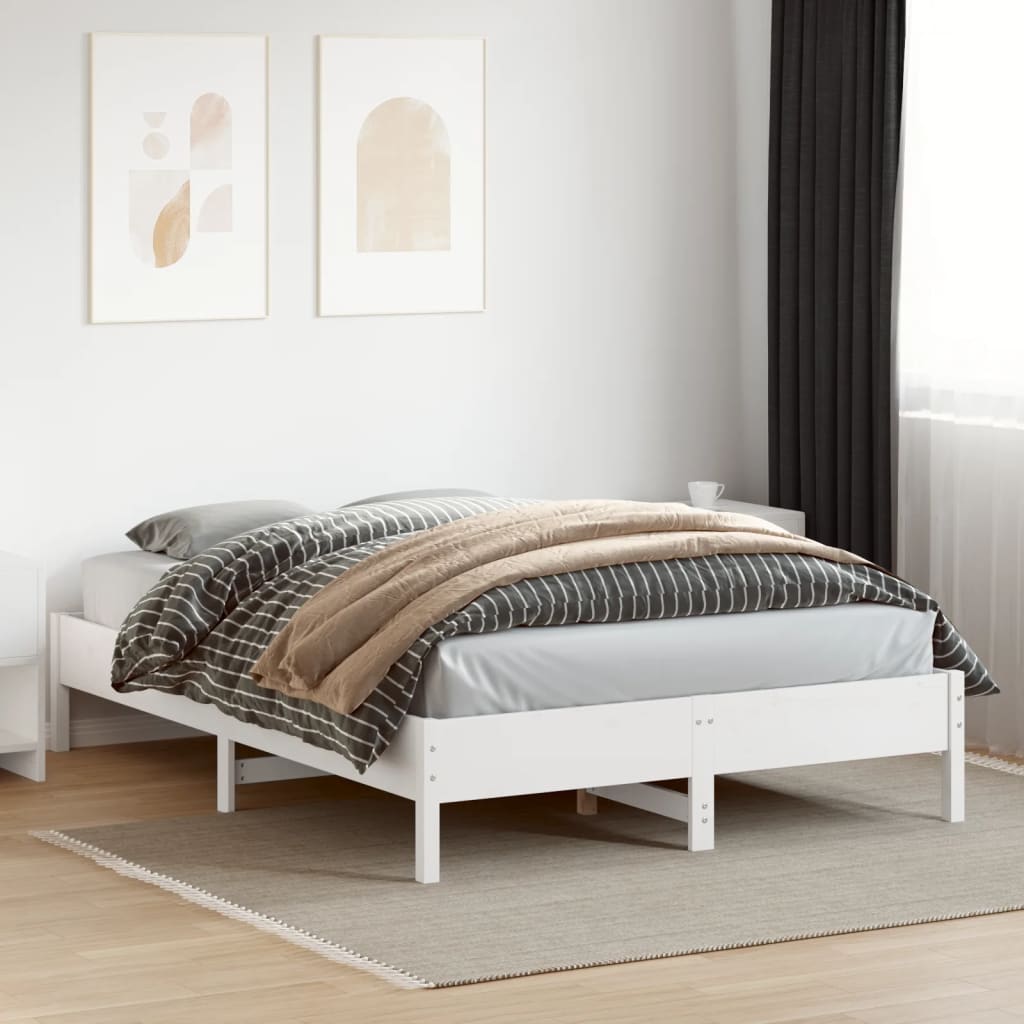 vidaXL Rama łóżka bez materaca, biała, 160x200 cm, lite drewno sosnowe