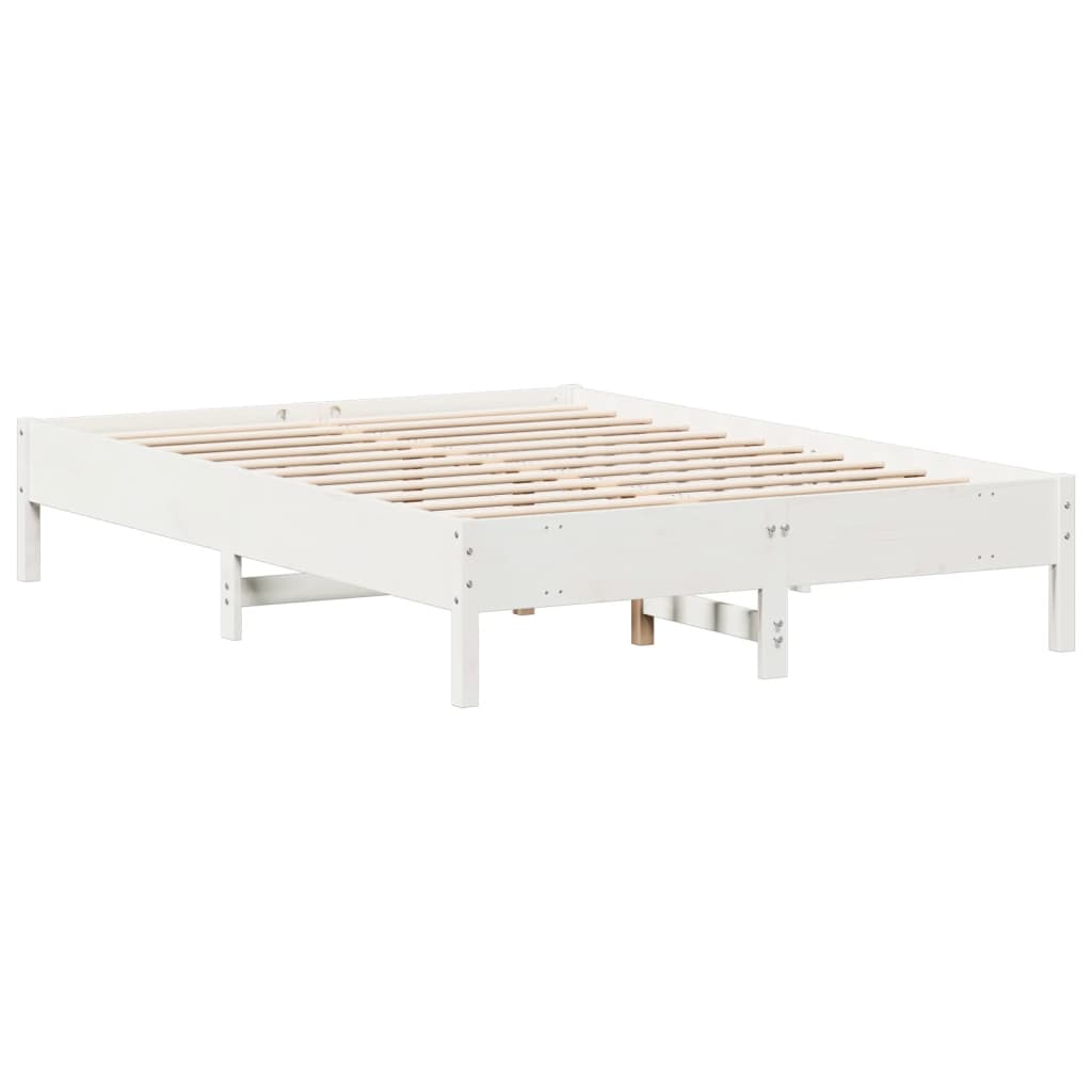 vidaXL Rama łóżka bez materaca, biała, 160x200 cm, lite drewno sosnowe
