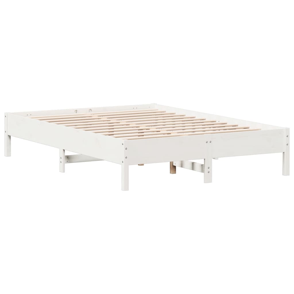 vidaXL Rama łóżka bez materaca, biała, 150x200 cm, lite drewno sosnowe