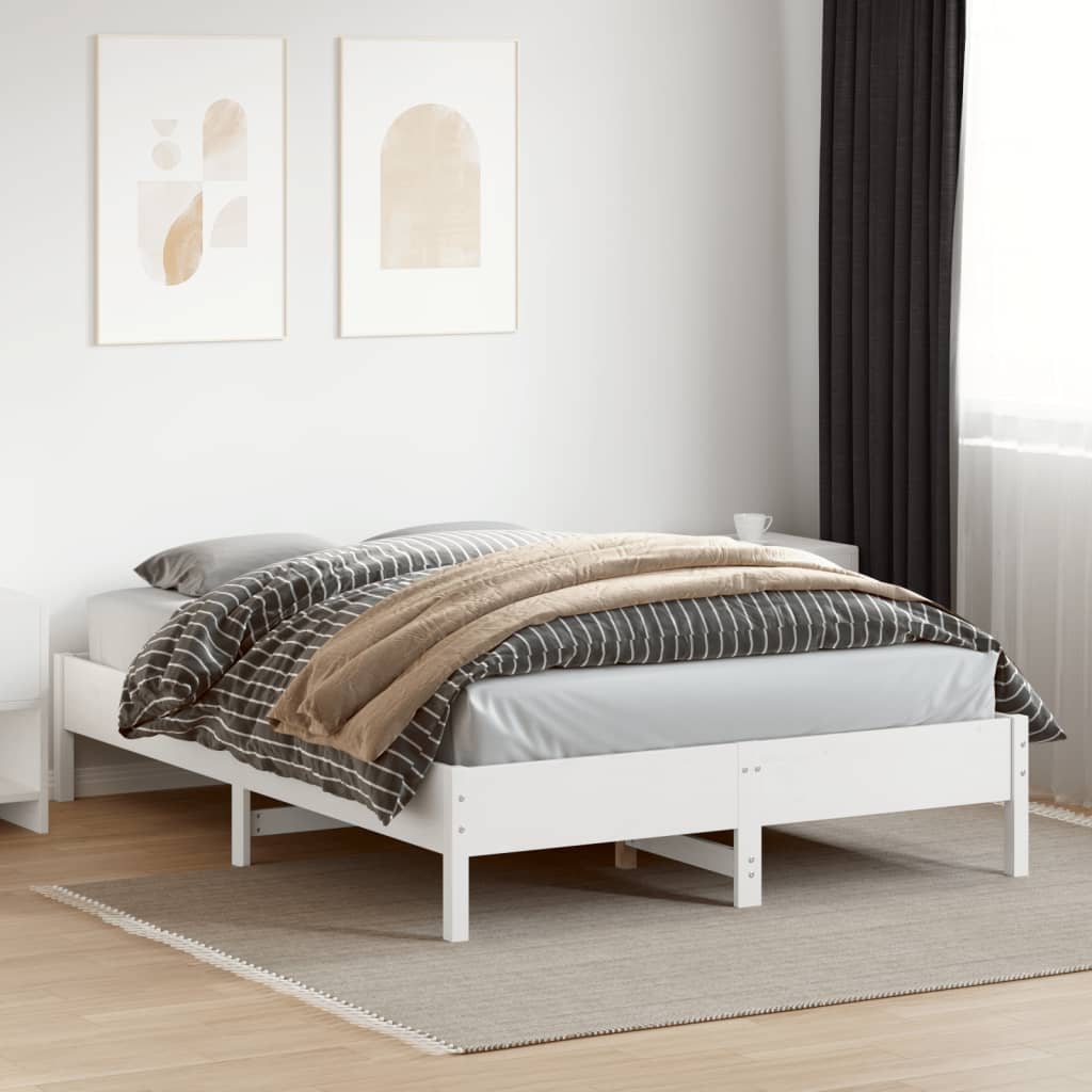 vidaXL Rama łóżka bez materaca, biała, 150x200 cm, lite drewno sosnowe