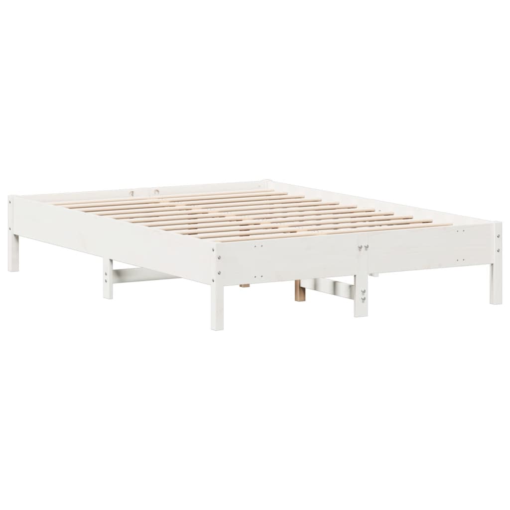 vidaXL Rama łóżka bez materaca, biała, 150x200 cm, lite drewno sosnowe
