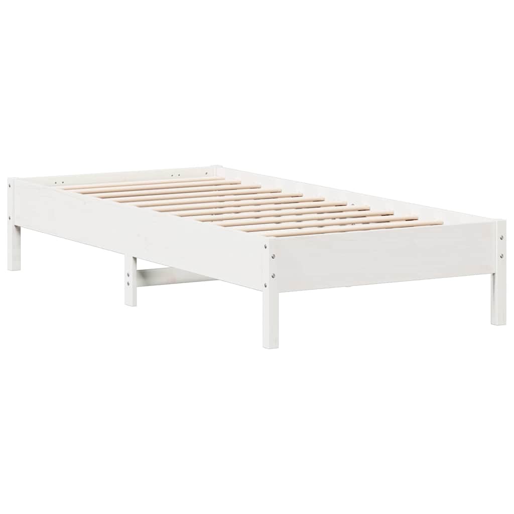vidaXL Rama łóżka bez materaca, biała, 100x200 cm, lite drewno sosnowe