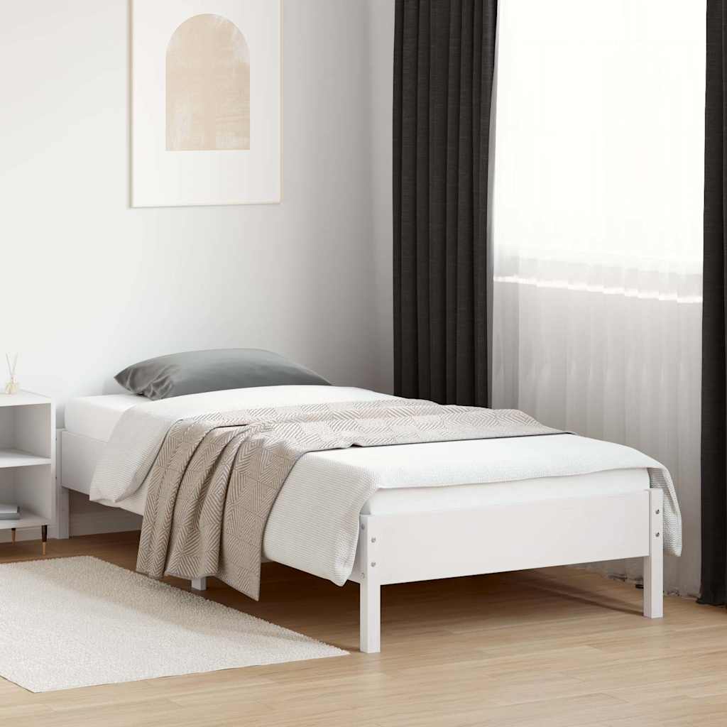 vidaXL Rama łóżka bez materaca, biała, 100x200 cm, lite drewno sosnowe