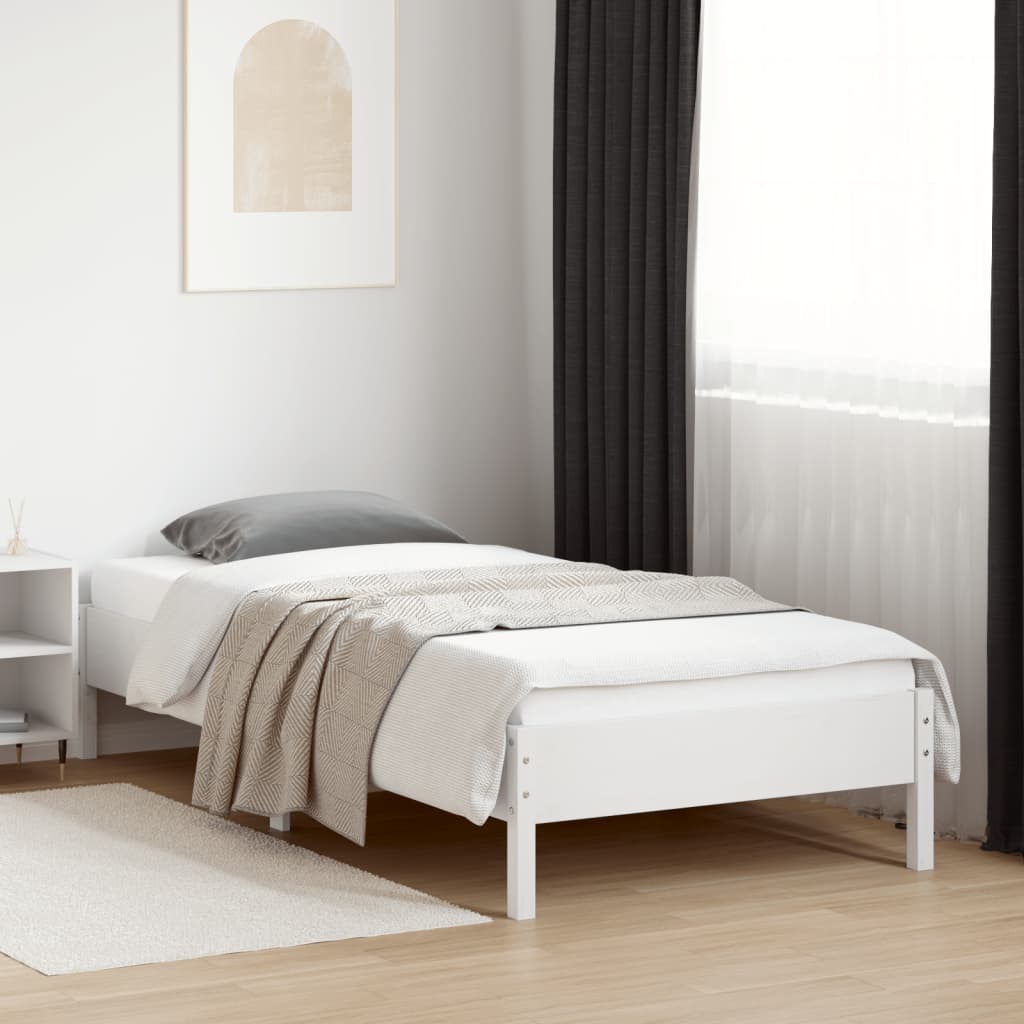 vidaXL Rama łóżka bez materaca, biała, 90x200 cm, lite drewno sosnowe