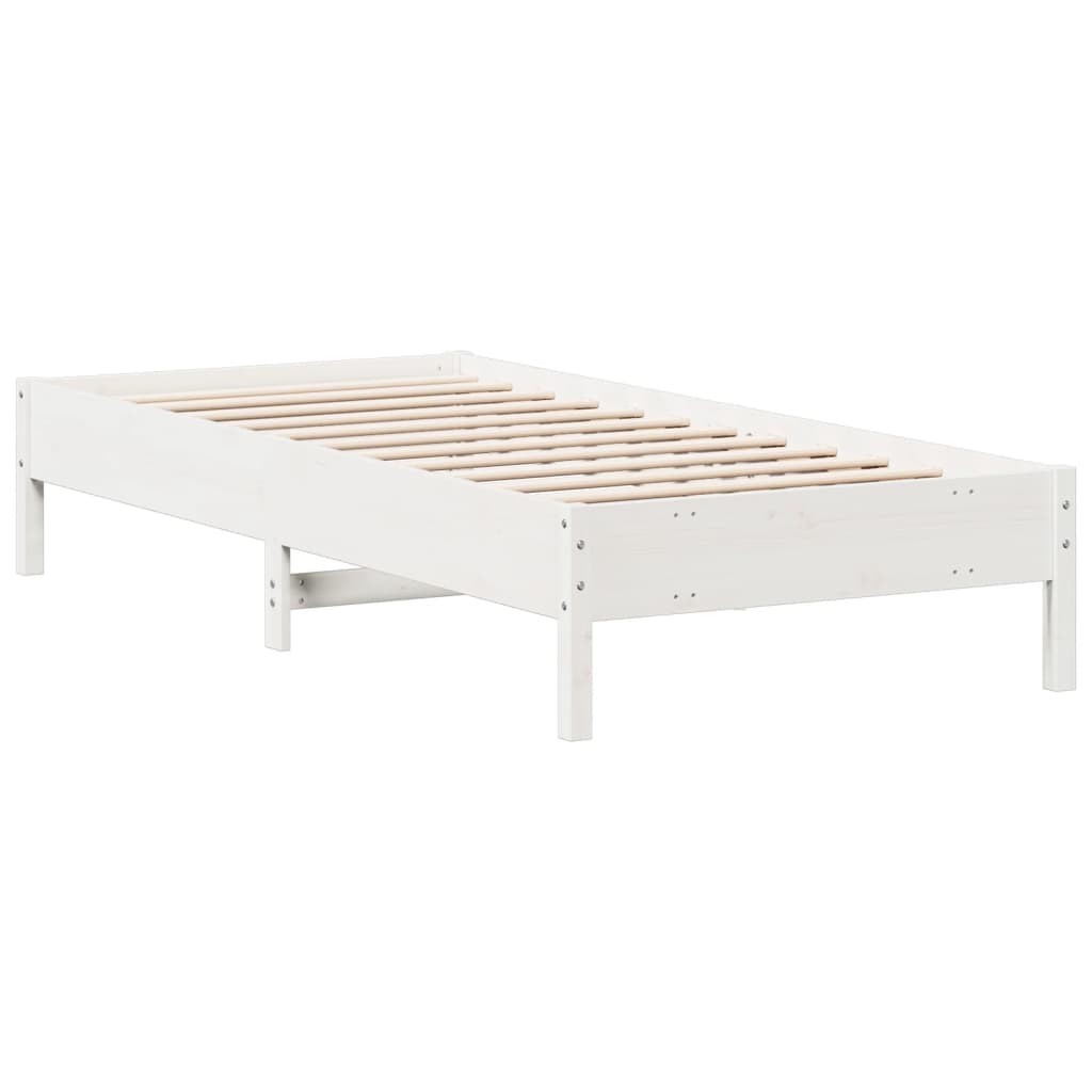 vidaXL Rama łóżka bez materaca, biała, 90x200 cm, lite drewno sosnowe