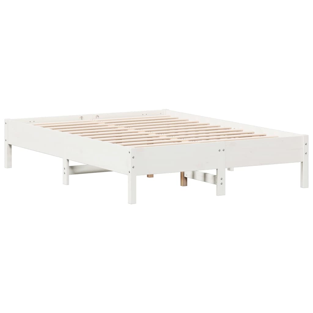 vidaXL Rama łóżka bez materaca, biała, 140x190 cm, lite drewno sosnowe