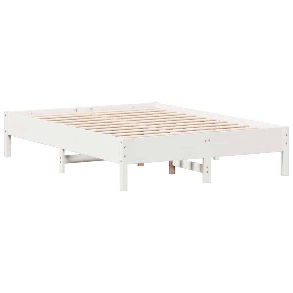 vidaXL Rama łóżka bez materaca, biała, 135x190 cm, lite drewno sosnowe