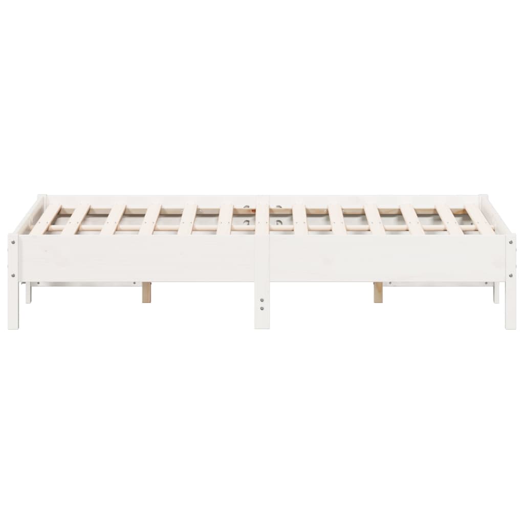 vidaXL Rama łóżka bez materaca, biała, 135x190 cm, lite drewno sosnowe