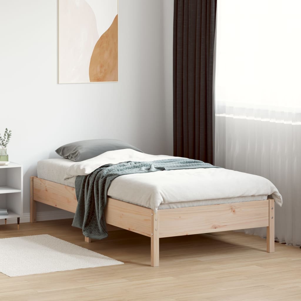 vidaXL Rama łóżka bez materaca, 75x190 cm, lite drewno sosnowe