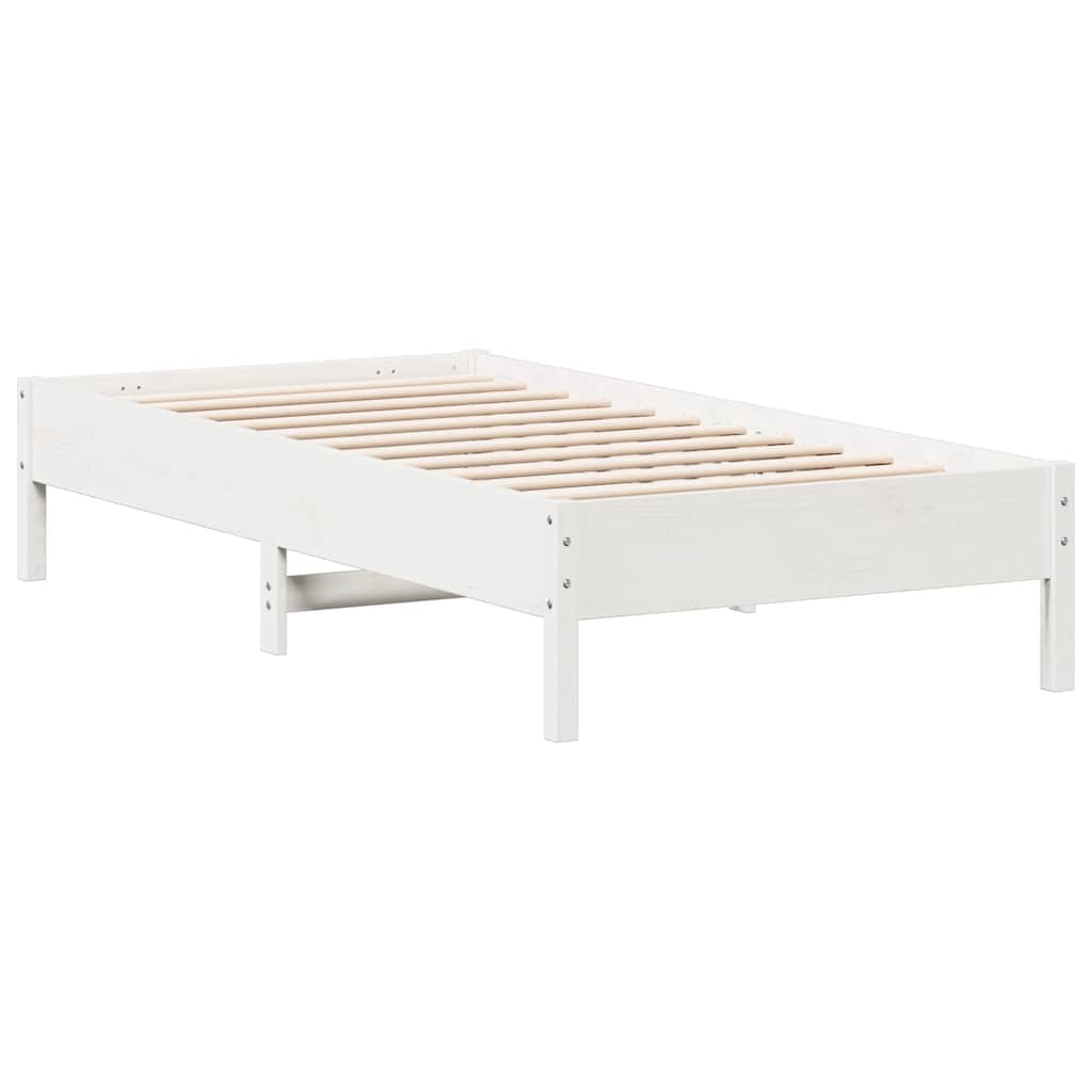 vidaXL Rama łóżka bez materaca, biała, 75x190 cm, lite drewno sosnowe