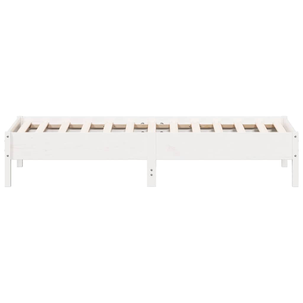 vidaXL Rama łóżka bez materaca, biała, 75x190 cm, lite drewno sosnowe