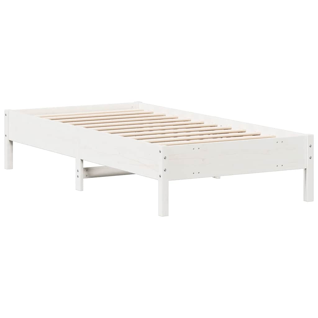 vidaXL Rama łóżka bez materaca, biała, 75x190 cm, lite drewno sosnowe