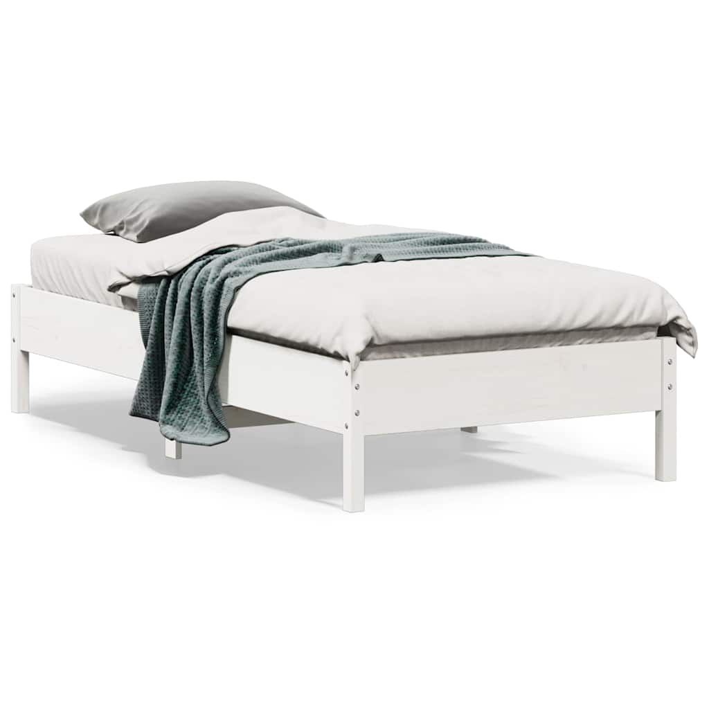 vidaXL Rama łóżka bez materaca, biała, 75x190 cm, lite drewno sosnowe
