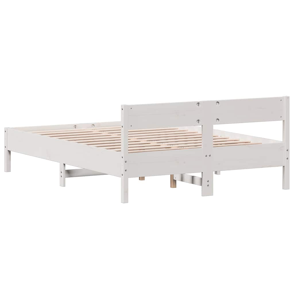 vidaXL Rama łóżka bez materaca, biała, 150x200 cm, lite drewno sosnowe