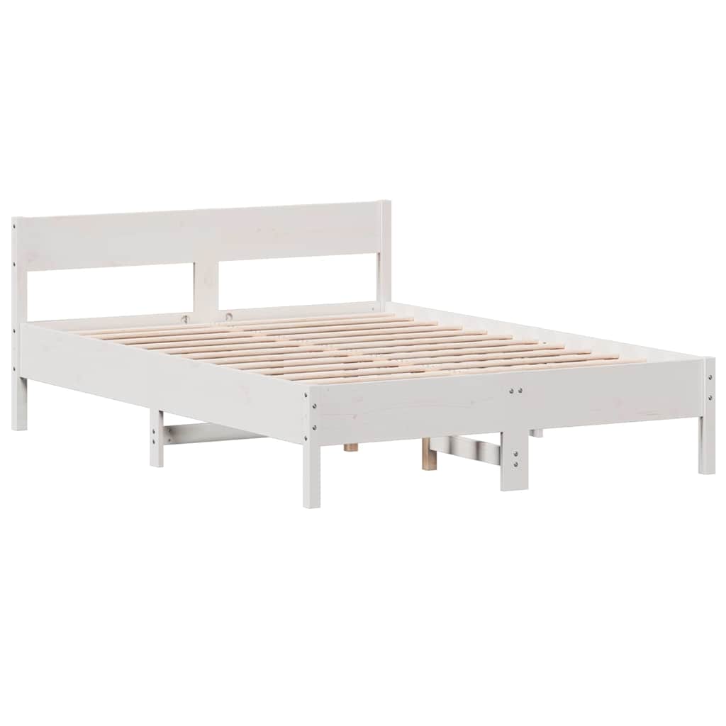 vidaXL Rama łóżka bez materaca, biała, 140x200 cm, lite drewno sosnowe